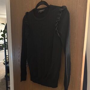 Ann Taylor Elegant Black Ruffle Long Sleeve Top